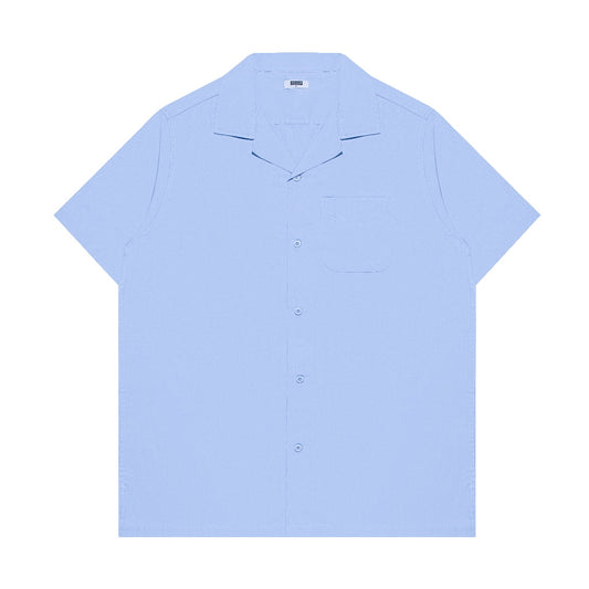 M231 Kemeja Pria Basic Polos Hawaii Pendek Biru Muda 0159I
