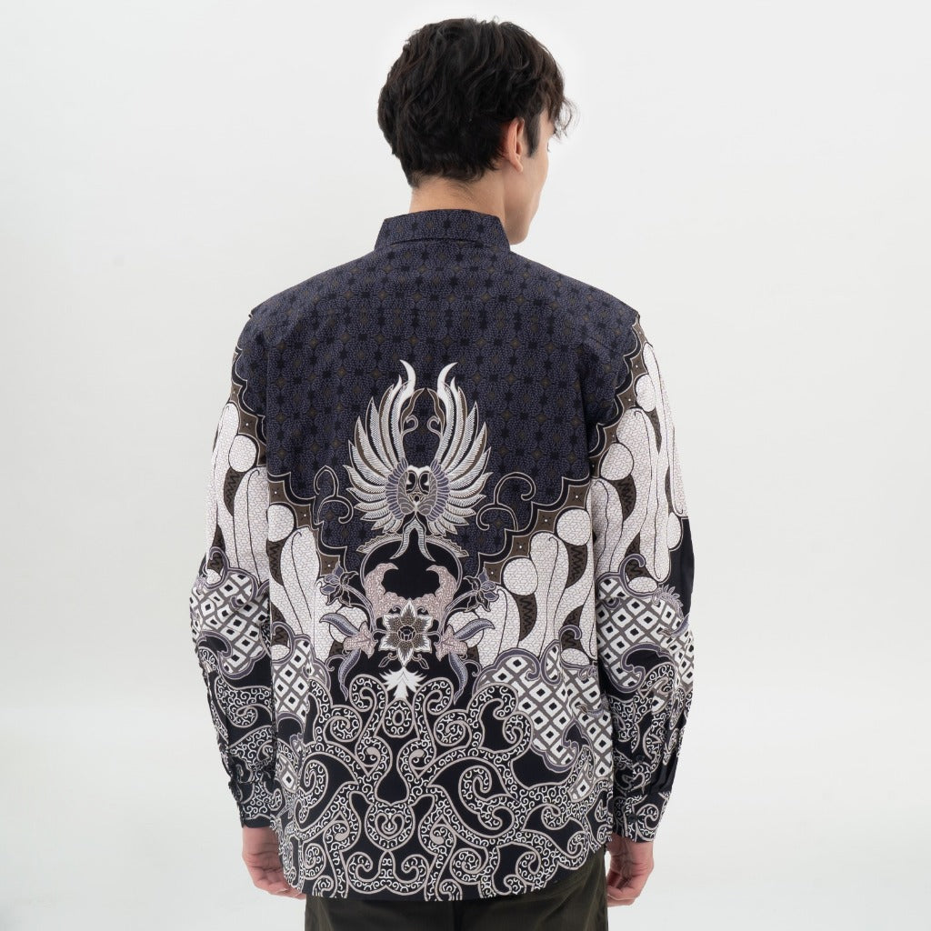 M231 Kemeja Pria Batik Panjang Hitam 0706