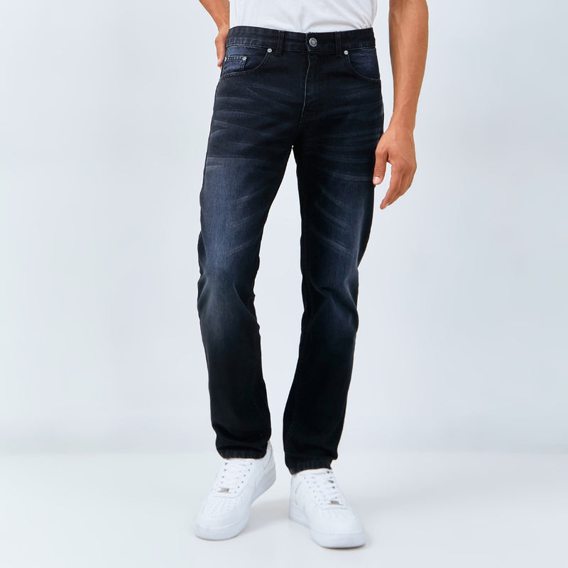 M231 Celana Panjang Jeans Denim Pria Straight Fit Stone Wash Black 0166