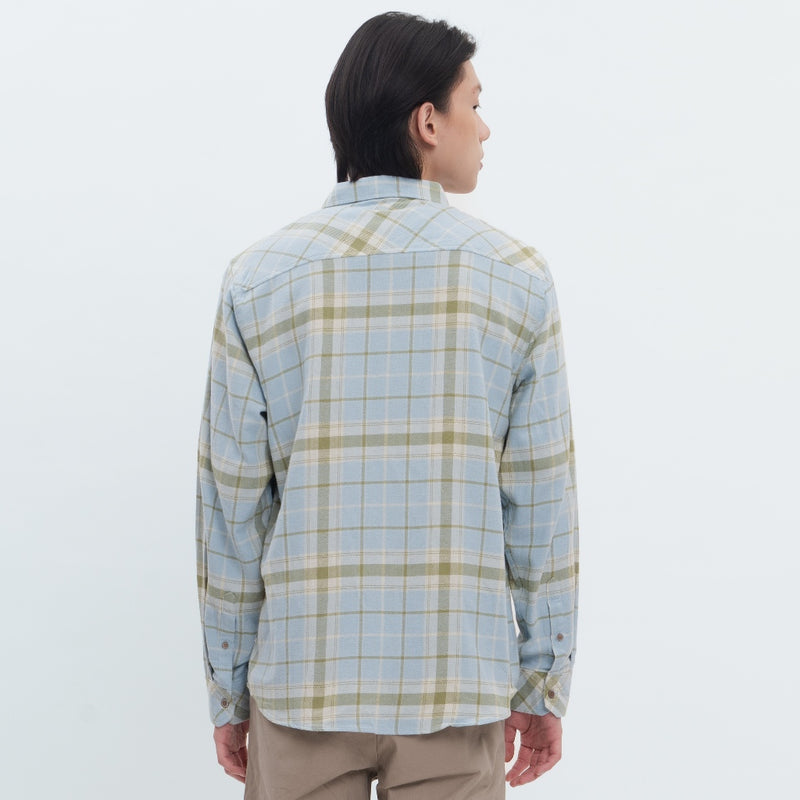 M231 Kemeja Pria Flannel Panjang Biru 0295