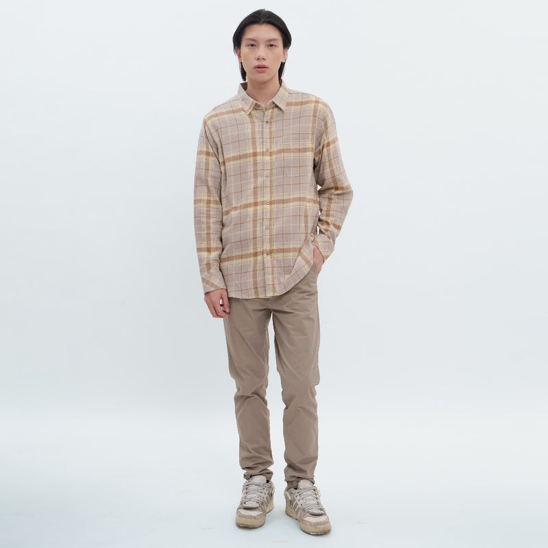 M231 Kemeja Pria Flannel Panjang Coklat 0292