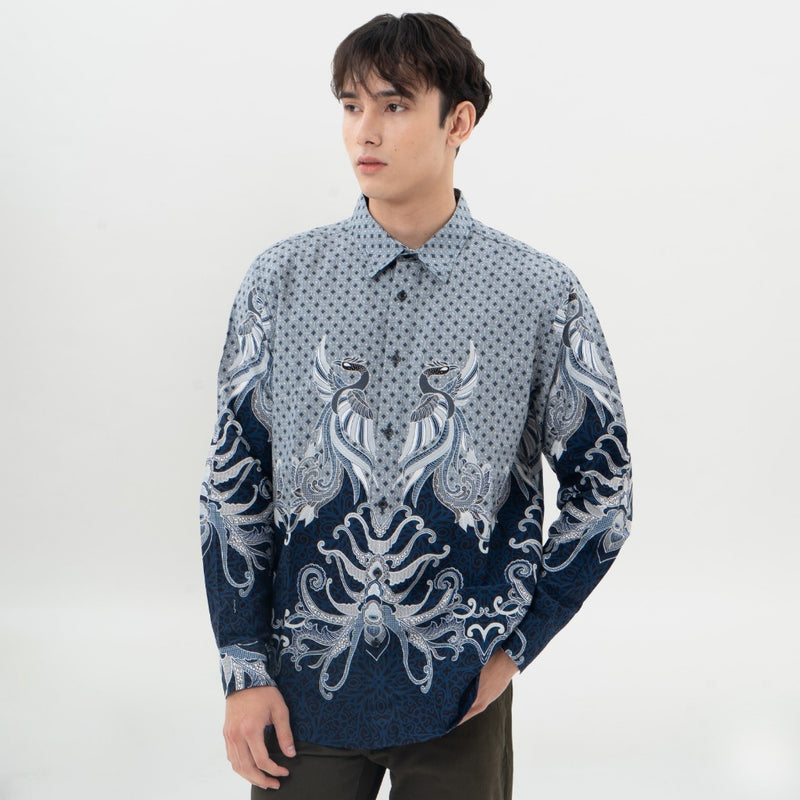 M231 Kemeja Pria Batik Panjang Biru 0641