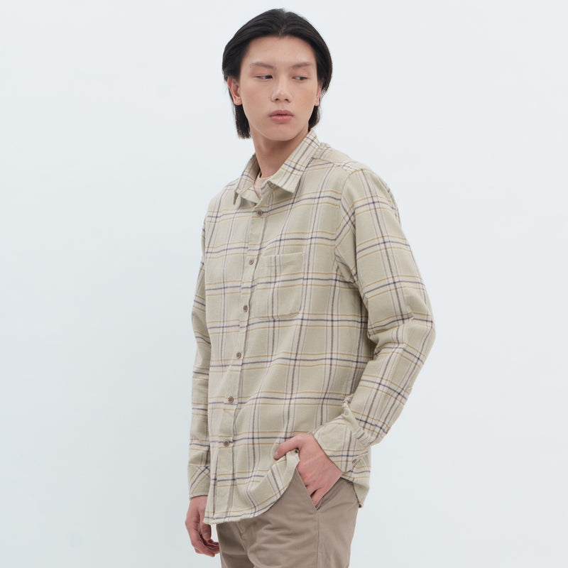 M231 Kemeja Pria Flannel Panjang Hijau 0299