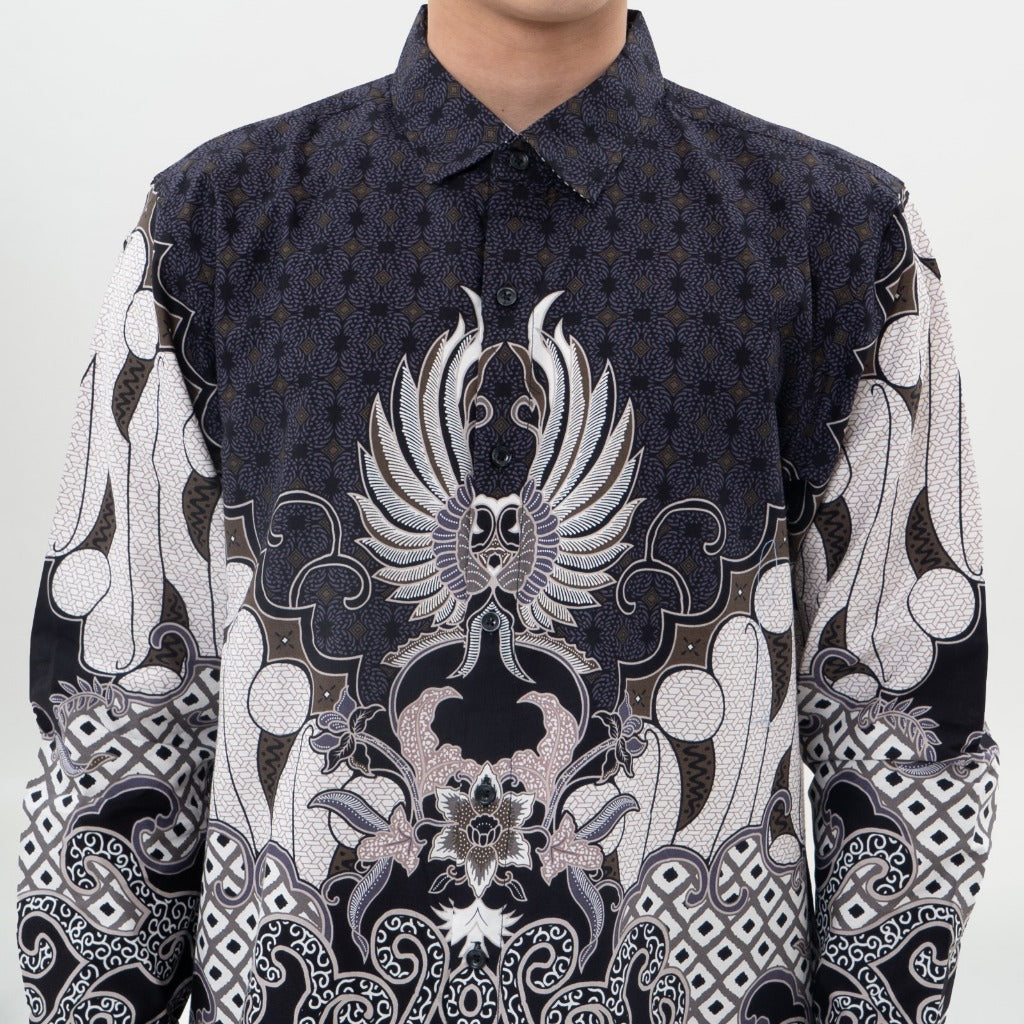 M231 Kemeja Pria Batik Panjang Hitam 0706