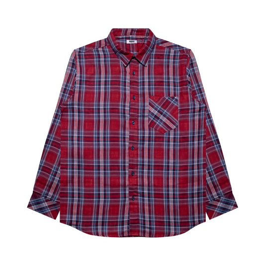 M231 Kemeja Pria Yarn Dyed Double Face Kotak Panjang Merah 3067