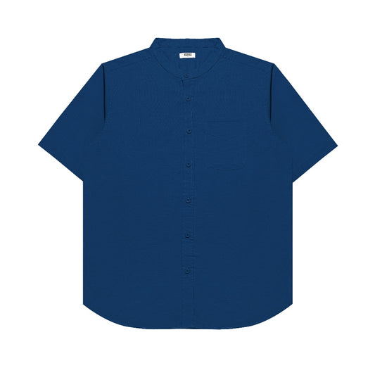 M231 Kemeja Pria Shanghai Polos Pendek Biru Tua 0184G