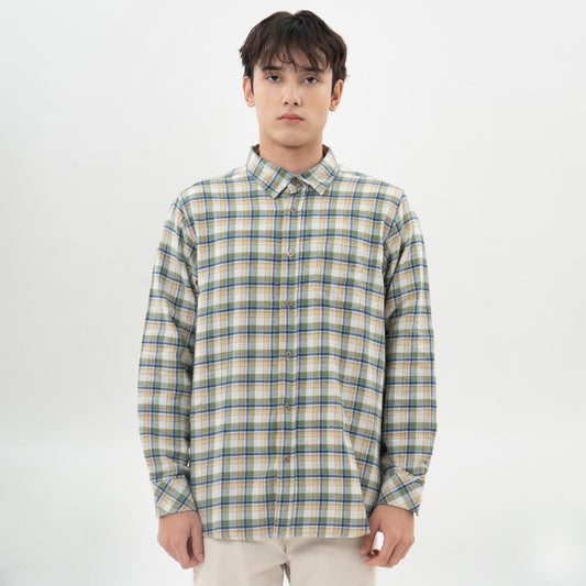M231 Kemeja Pria Flannel Panjang Hijau 0300