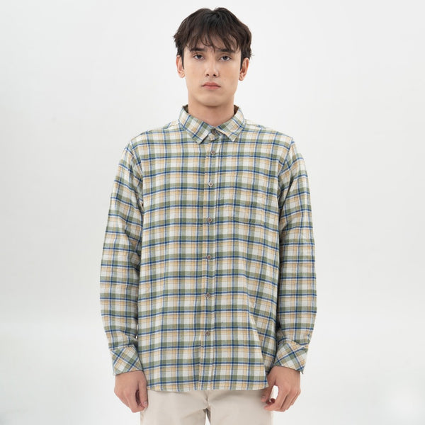 M231 Kemeja Pria Flannel Panjang Hijau 0300