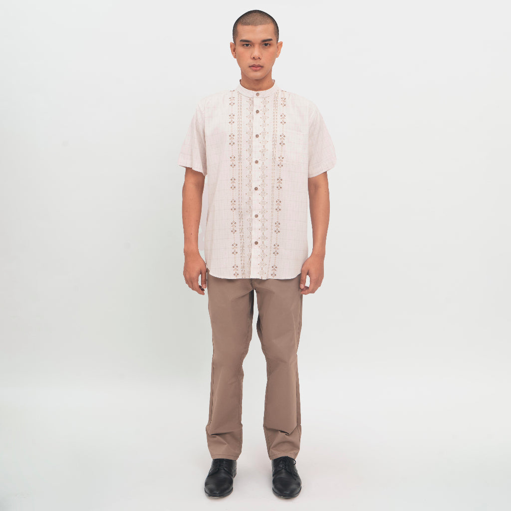 M231 Kemeja Pria Koko Pendek Beige 0806A