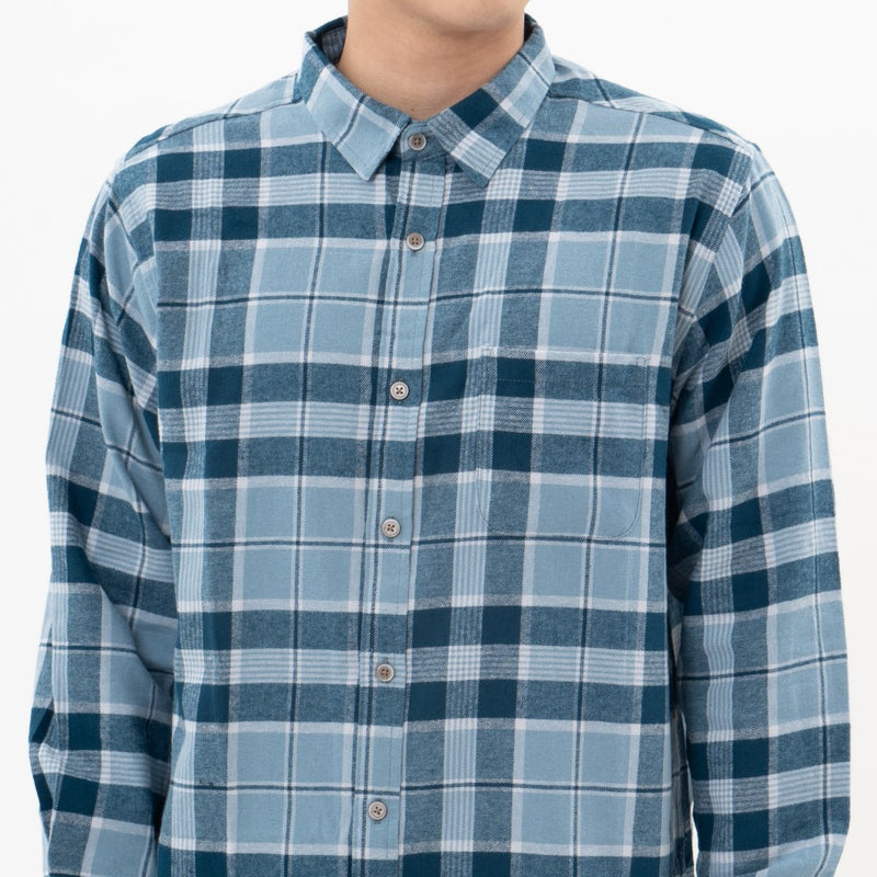 M231 Kemeja Pria Flannel Panjang Biru 0296