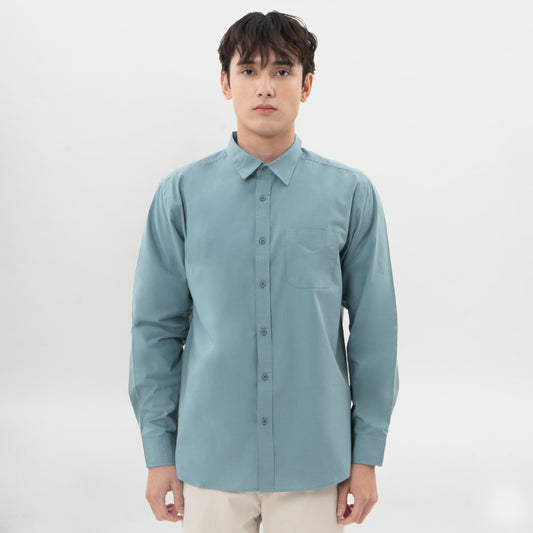 M231 Kemeja Pria Basic Polos Panjang Egg Blue 0642B