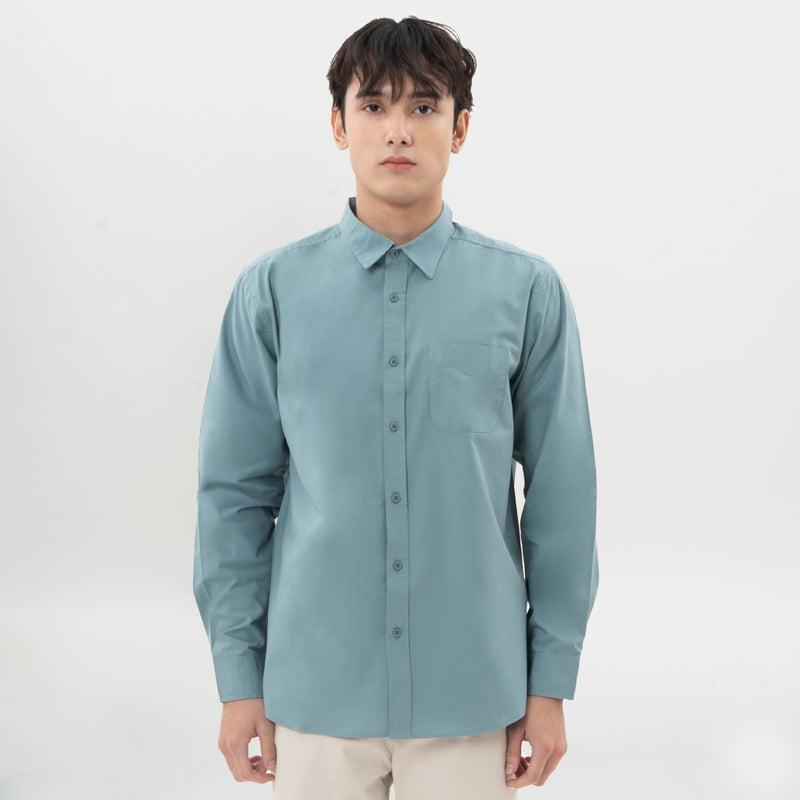 M231 Kemeja Pria Basic Polos Panjang Egg Blue 0642B