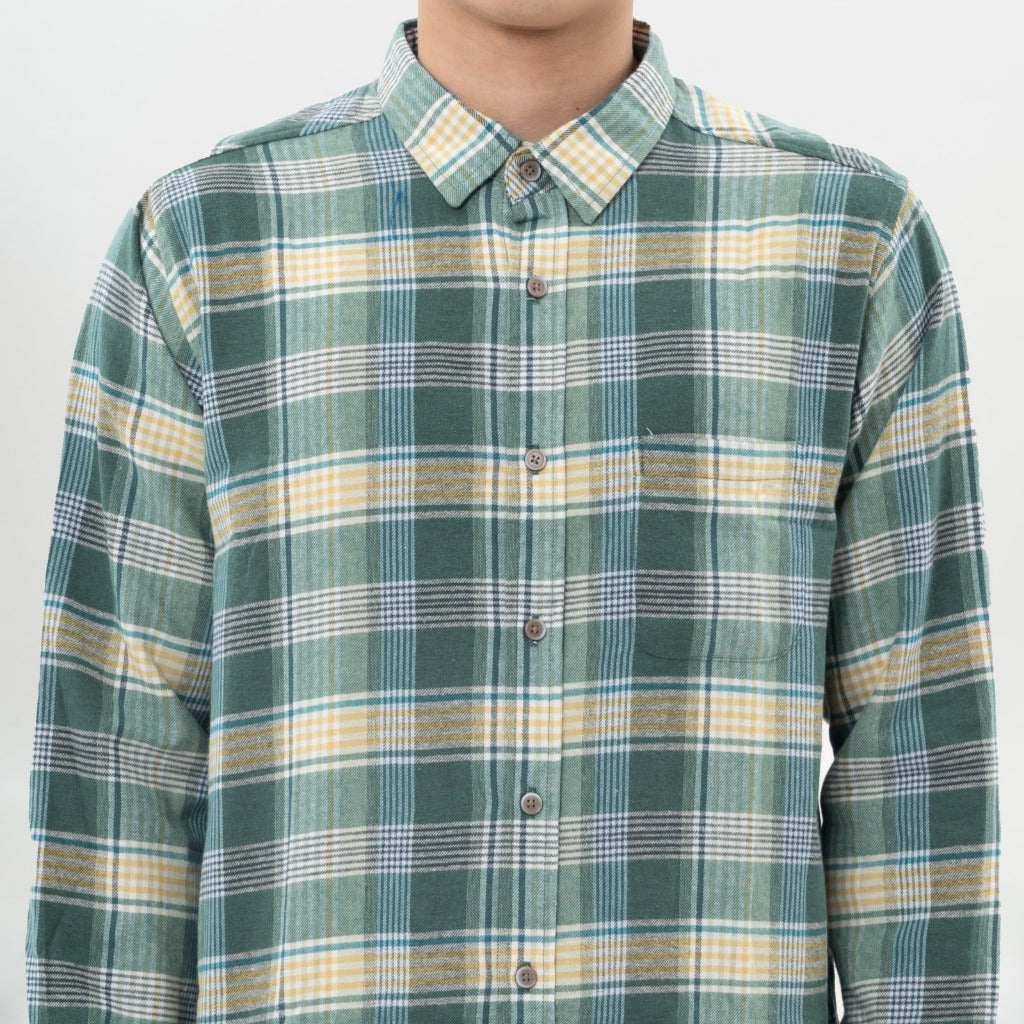 M231 Kemeja Pria Flannel Panjang Hijau 0291