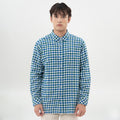M231 Kemeja Pria Flannel Panjang Biru 0603A