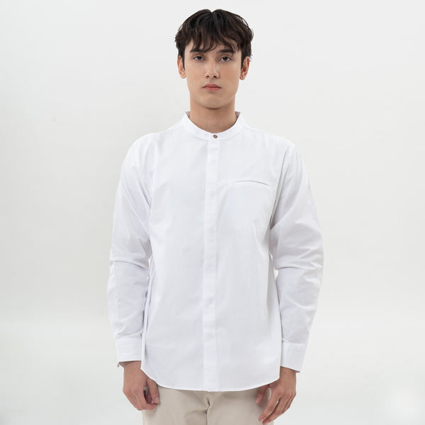 M231 Kemeja Pria Shanghai Polos Panjang Warna Putih 1552A