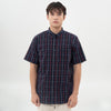 M231 Kemeja Pria Yarn Dyed Kotak Pendek Navy 0675