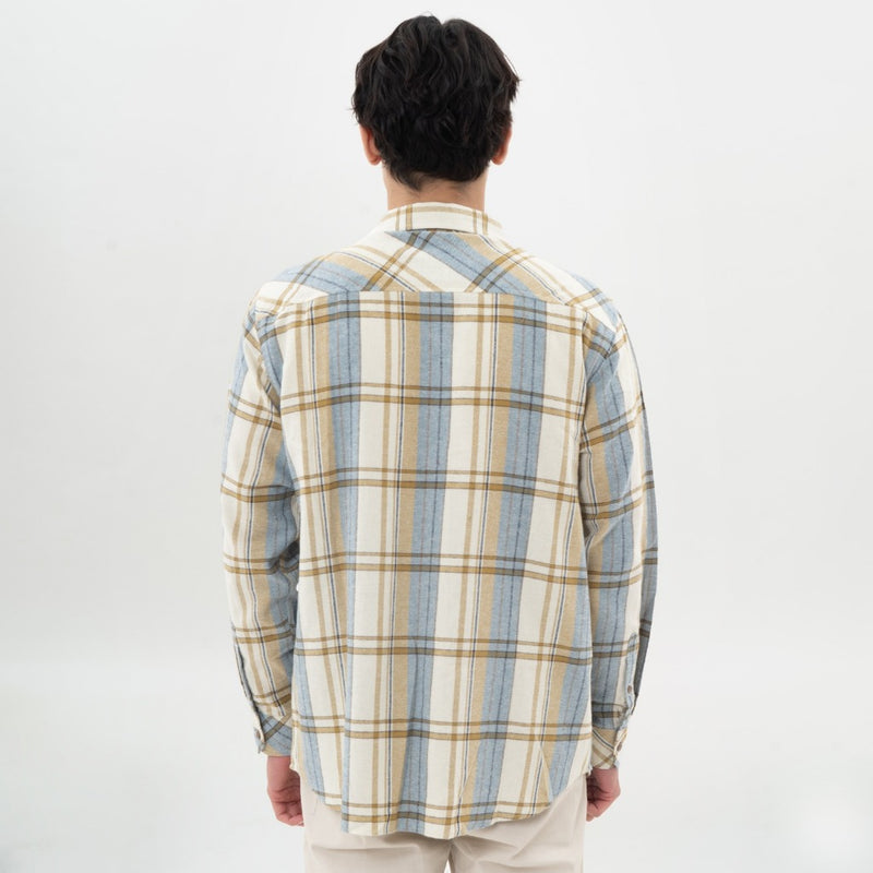 M231 Kemeja Pria Flannel Panjang Cream 0298