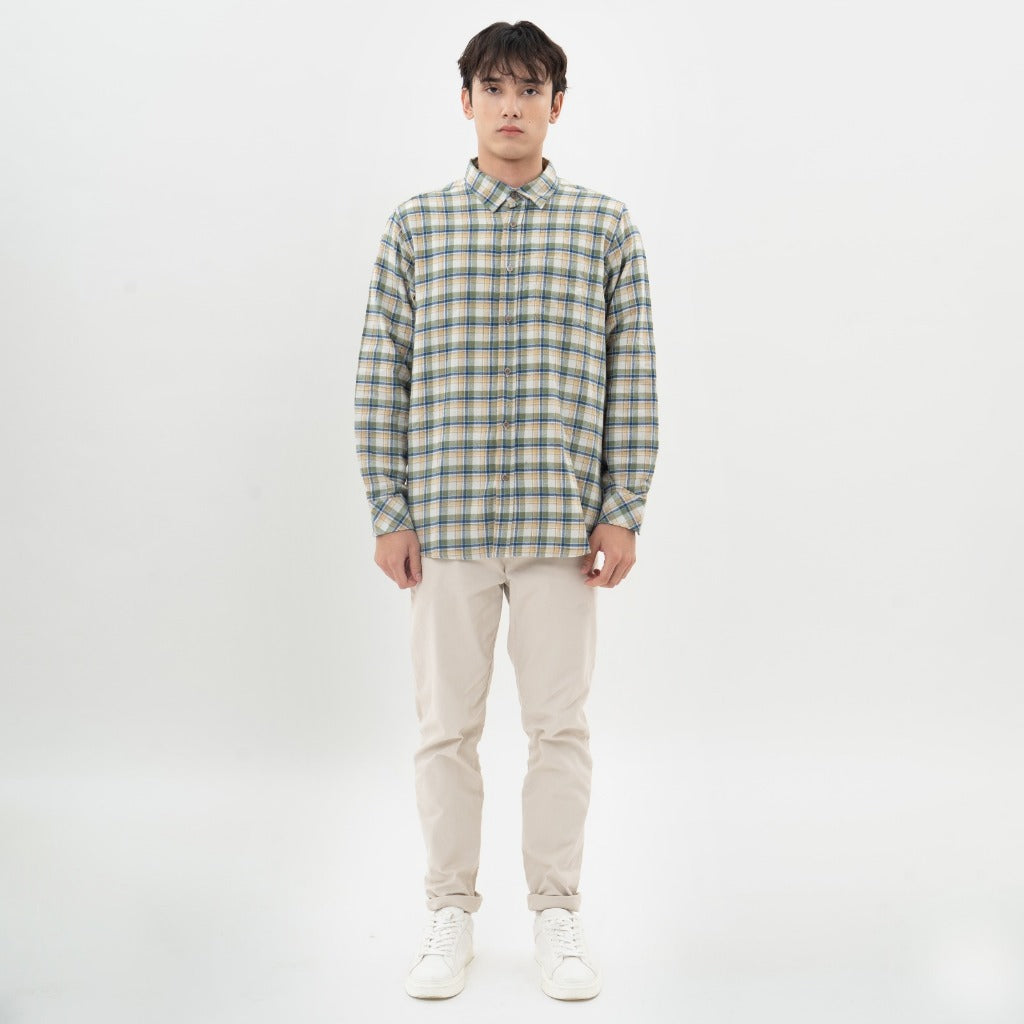 M231 Kemeja Pria Flannel Panjang Hijau 0300