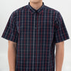 M231 Kemeja Pria Yarn Dyed Kotak Pendek Navy 0675