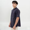 M231 Kemeja Pria Yarn Dyed Kotak Pendek Navy 0675