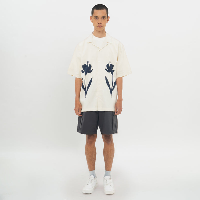 M231 Kemeja Pria Printing Hawaii Pendek Broken White 0855