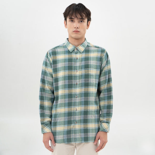 M231 Kemeja Pria Flannel Panjang Hijau 0291