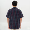 M231 Kemeja Pria Yarn Dyed Kotak Pendek Navy 0675