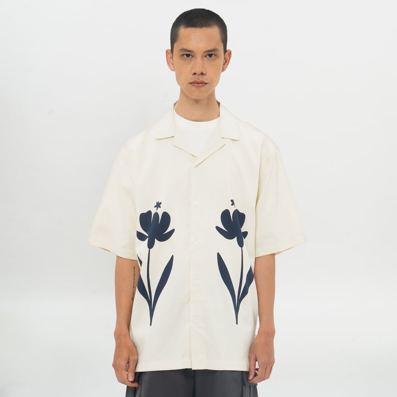 M231 Kemeja Pria Printing Hawaii Pendek Broken White 0855
