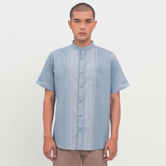 M231 Kemeja Pria Koko Pendek Biru 0812B