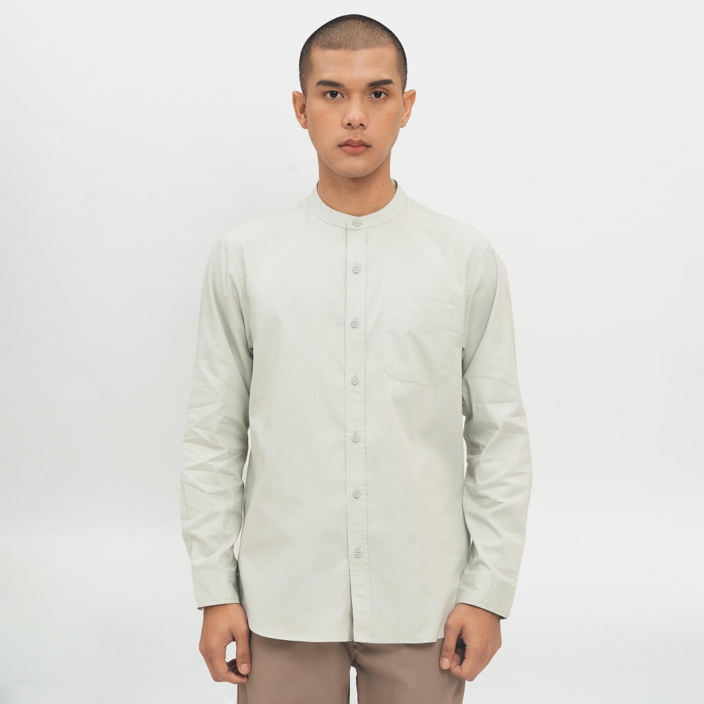 M231 Kemeja Pria Shanghai Polos Panjang Hijau Mint 0915C