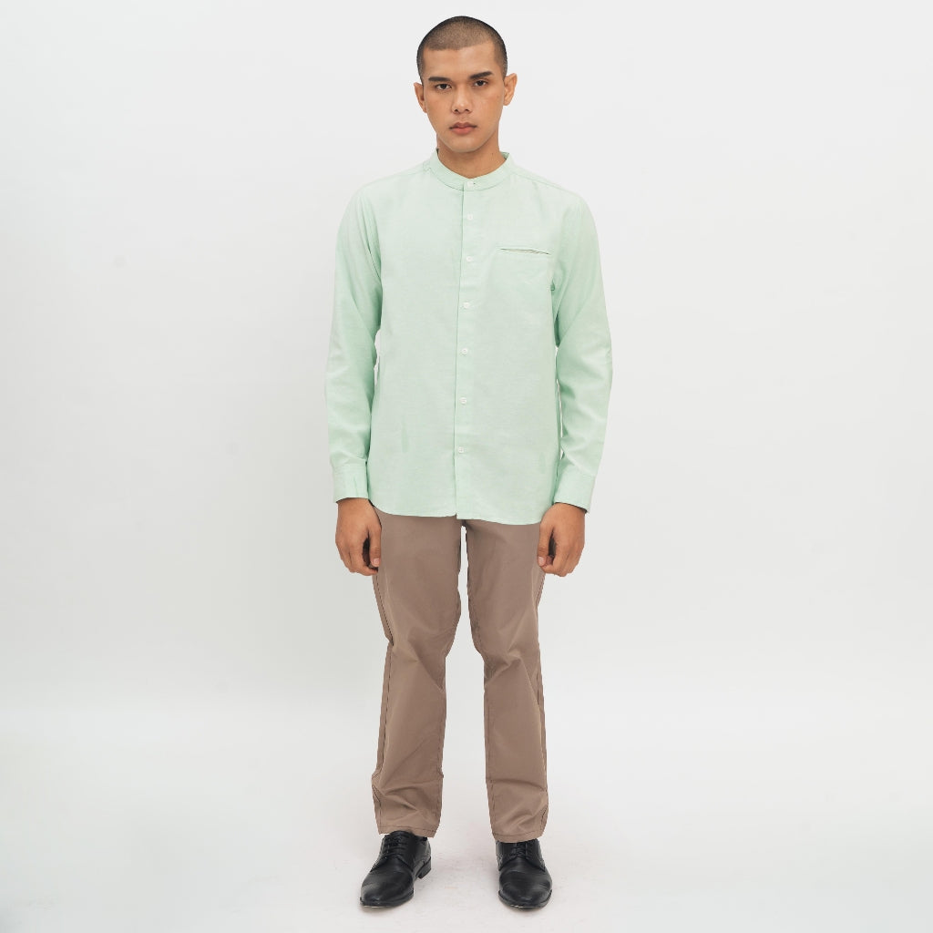 M231 Kemeja Pria Shanghai Polos Panjang Warna Mint 1552C