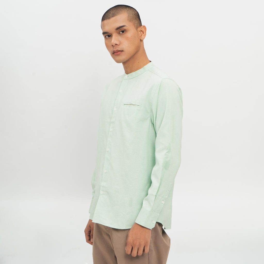 M231 Kemeja Pria Shanghai Polos Panjang Warna Mint 1552C