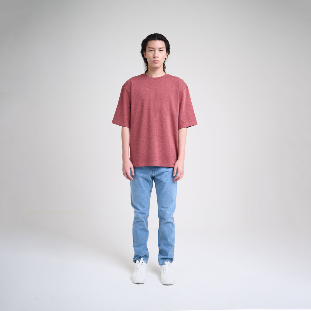 M231 T-Shirt Ponte Polos Oversized Pendek Maroon 0756A