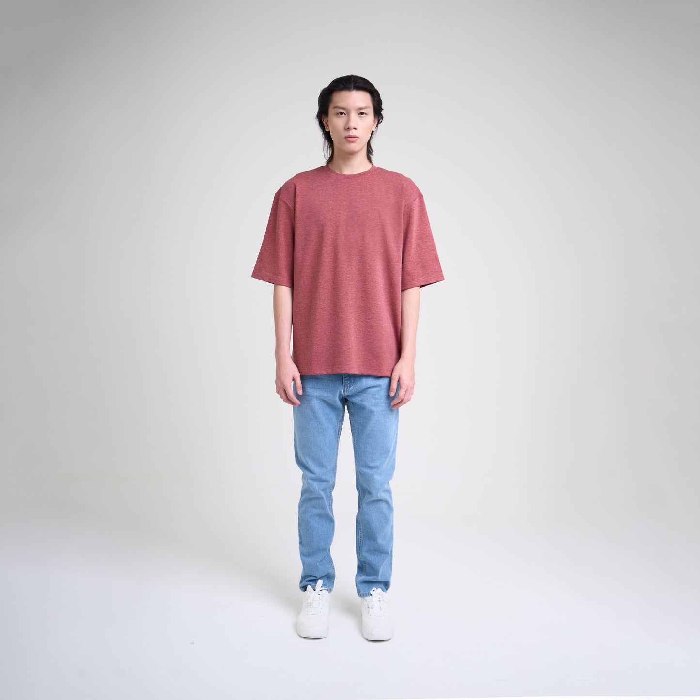 M231 T-Shirt Ponte Polos Oversized Pendek Maroon 0756A