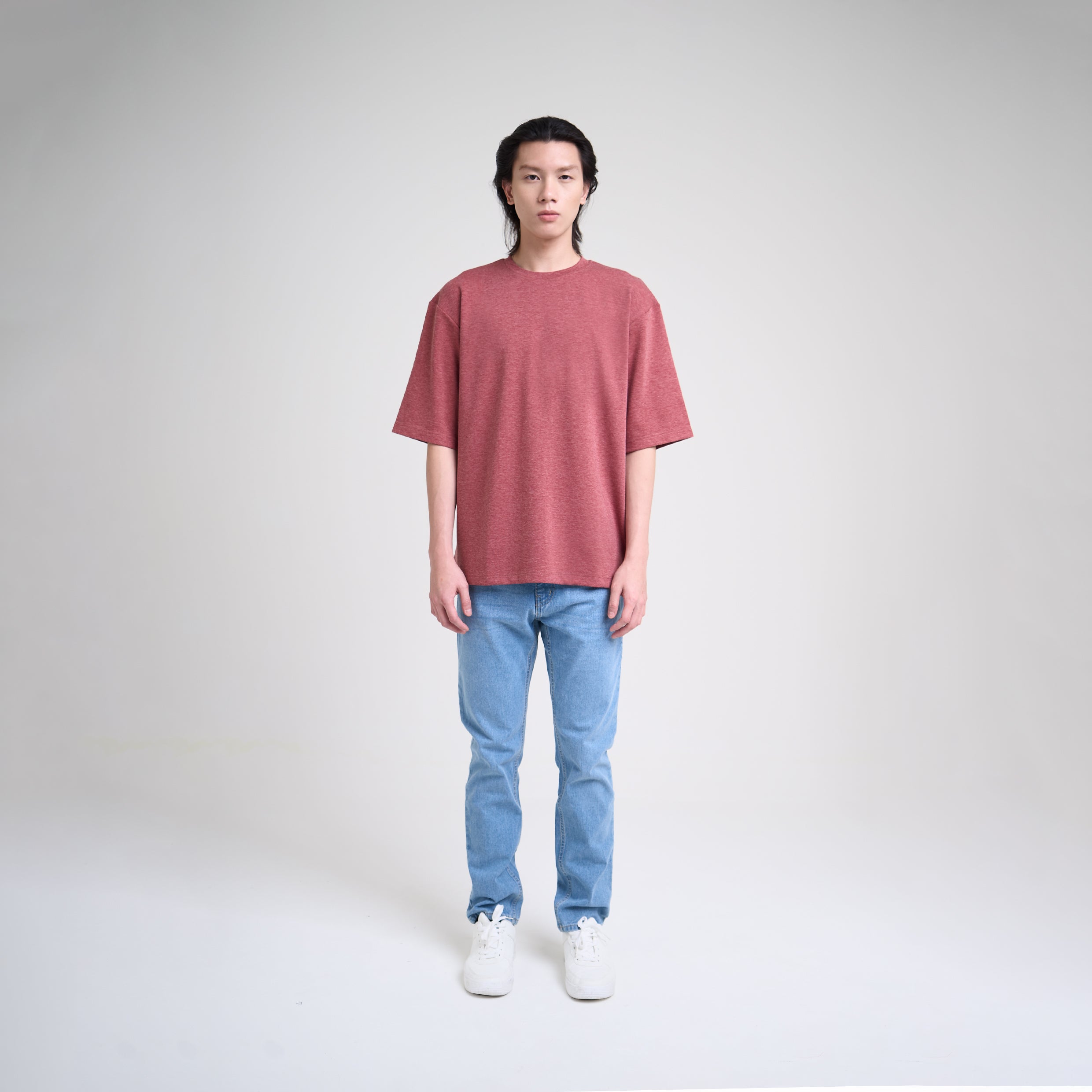 M231 T-Shirt Ponte Polos Oversized Pendek Maroon 0756A