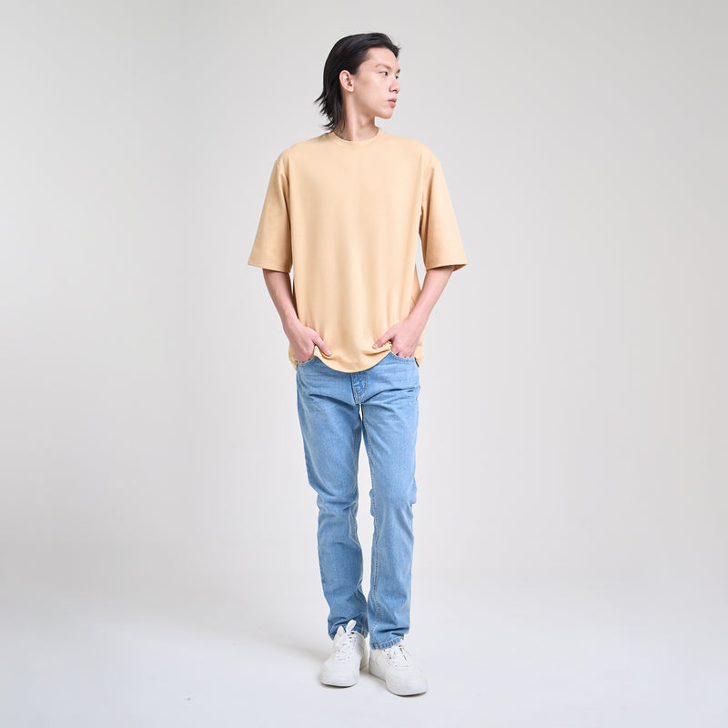 M231 T-Shirt Ponte Polos Oversized Pendek Khaki 0756H