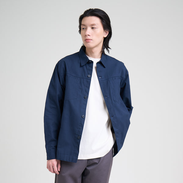 M231 Jaket Pria Overshirt Canvas Panjang Navy 0696A