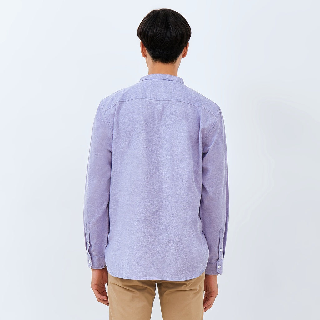 M231 Kemeja Pria Shanghai Polos Panjang Warna Biru 1552F