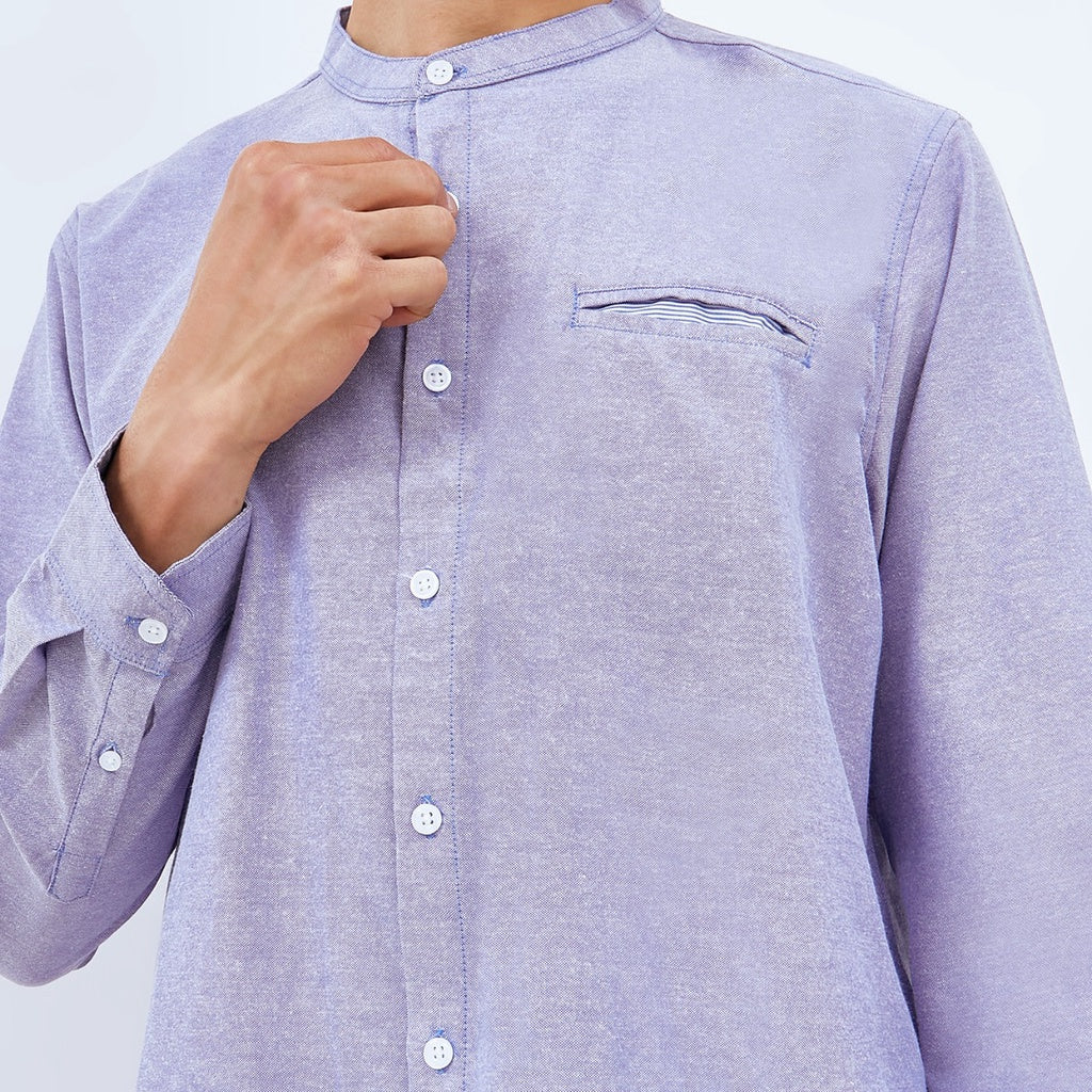 M231 Kemeja Pria Shanghai Polos Panjang Warna Biru 1552F