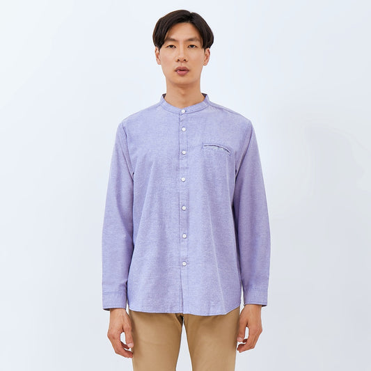 M231 Kemeja Pria Shanghai Polos Panjang Warna Biru 1552F