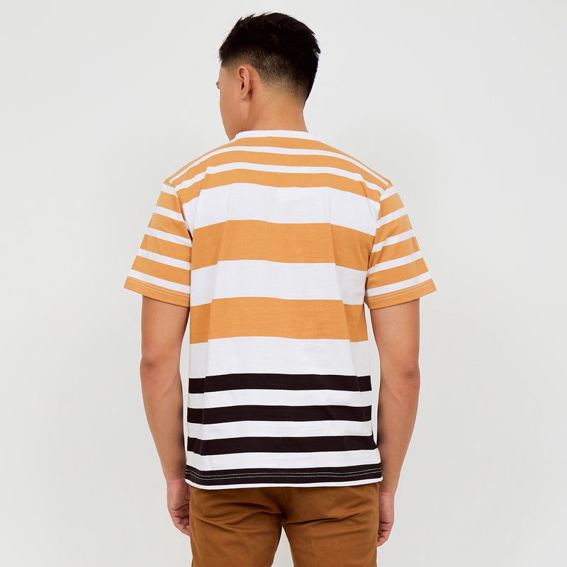 M231 T-Shirt Stripe Pendek Coklat 2170B
