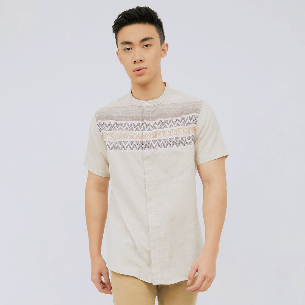 M231 Kemeja Pria Koko Pendek Cream 2326A