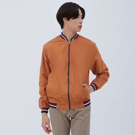 M231 Jaket Pria Bomber Oxford Panjang Merah Bata 1768G