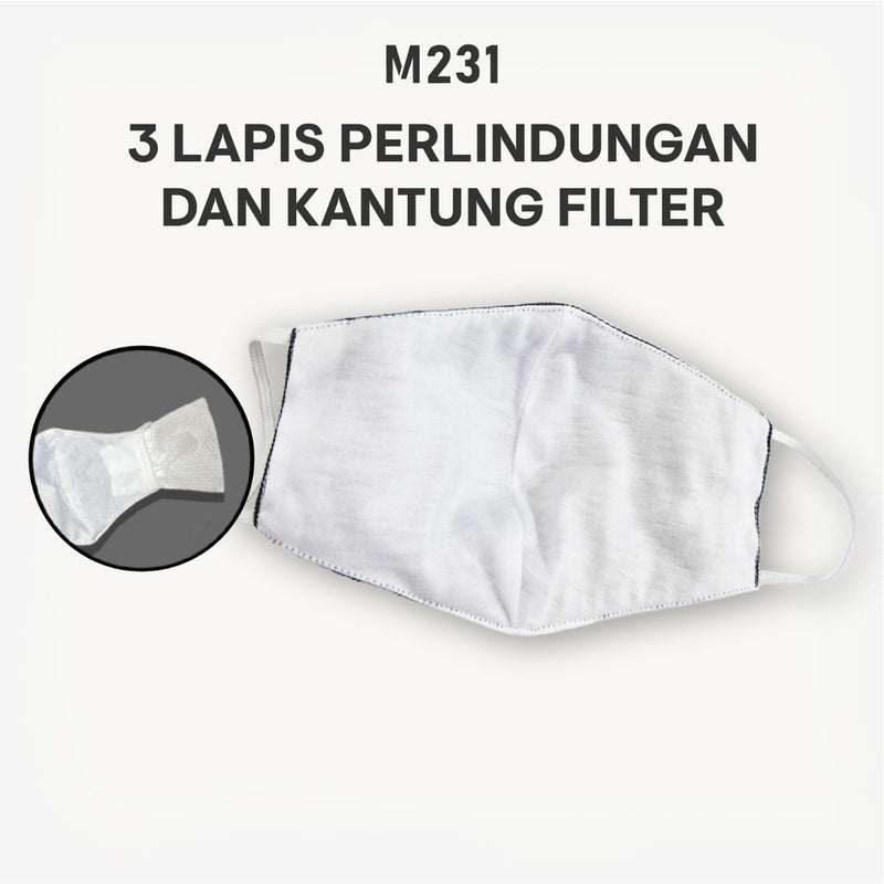 Masker Kain Katun 3 Lapis Washable dengan Kantong Filter