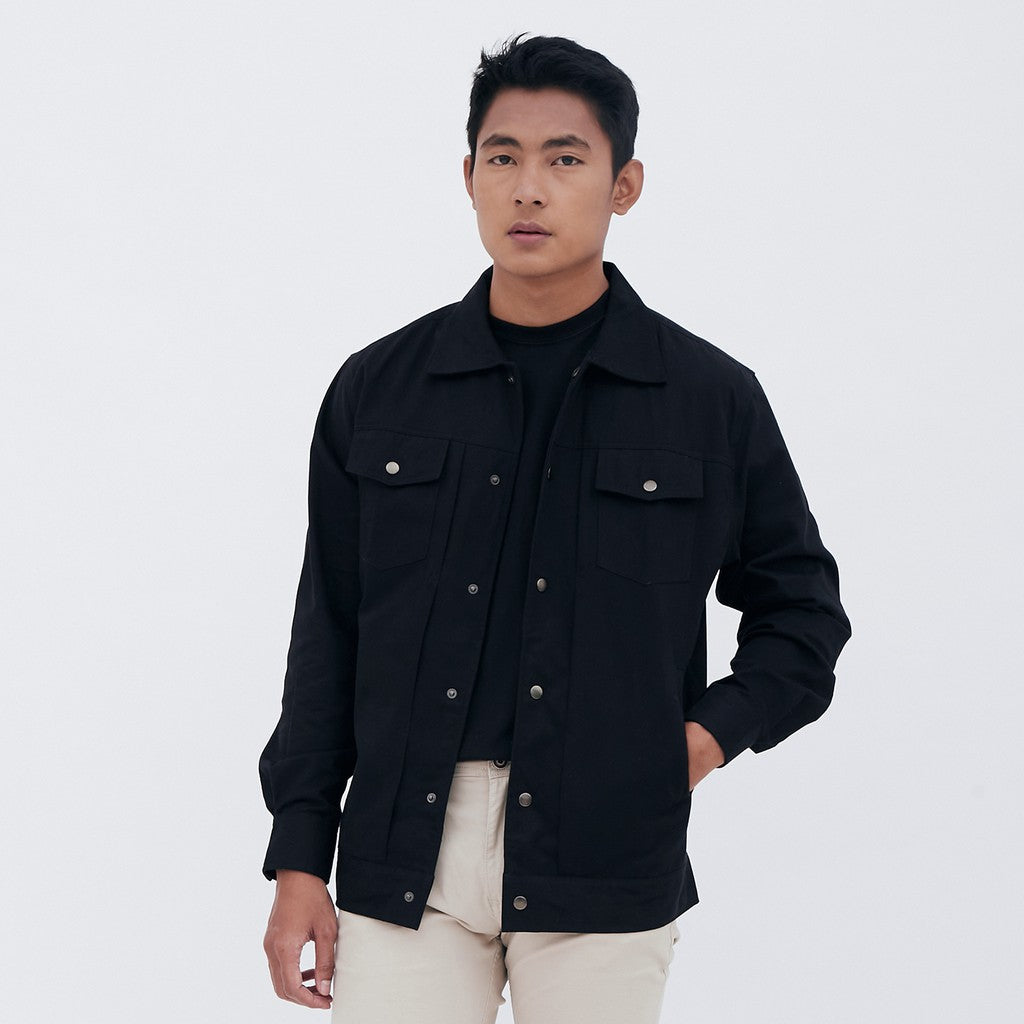M231 Jaket Pria Coverall Panjang Hitam 1957E