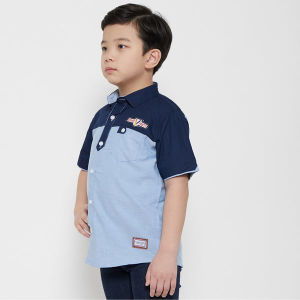 M231 Kemeja Anak Laki Laki Basic Combination Warna Biru 0584B