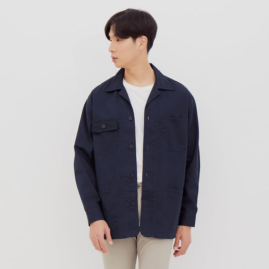 M231 Kemeja Jaket Pria Panjang Navy 2302C