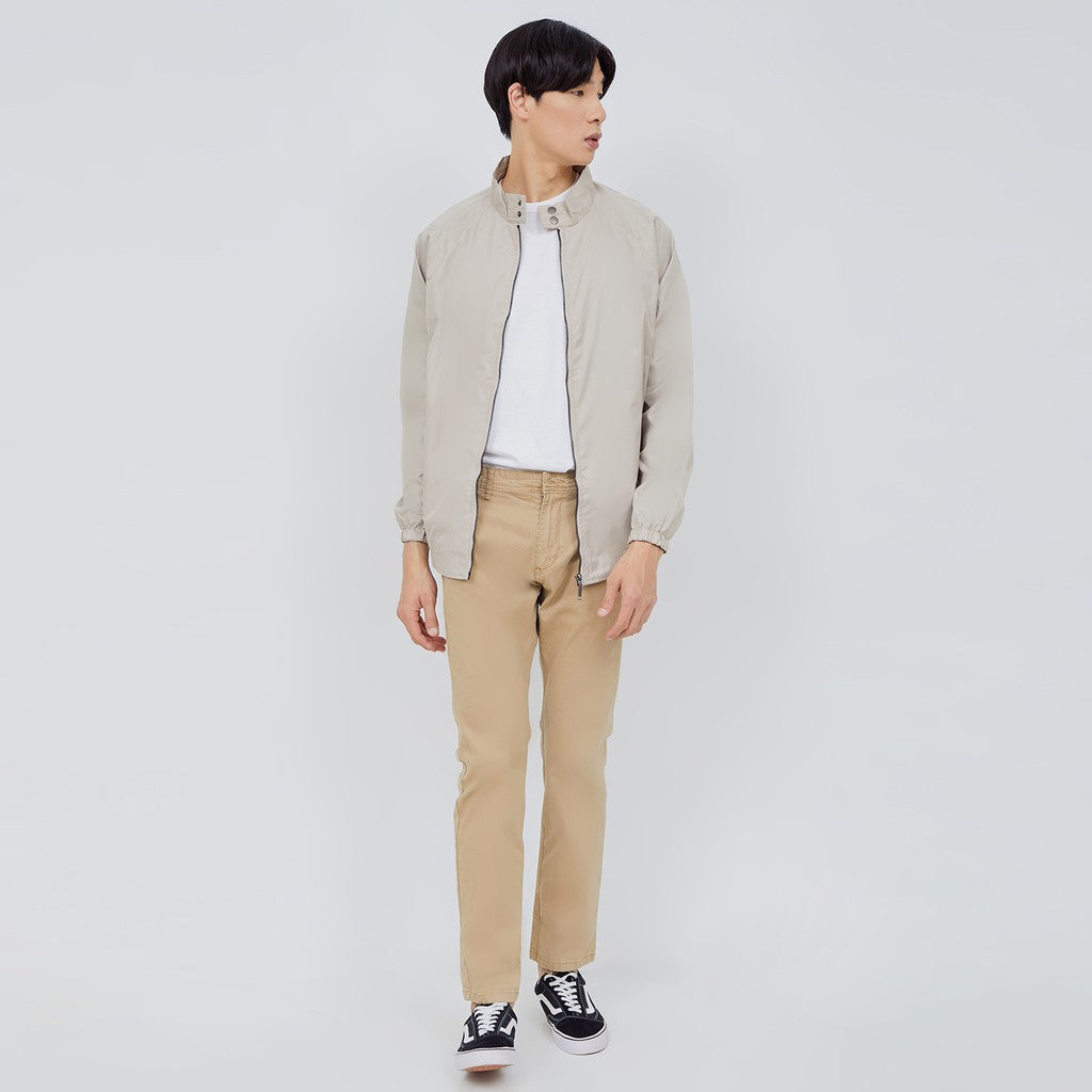M231 Jaket Pria Taslan Windbreaker Panjang Khaki 2039A
