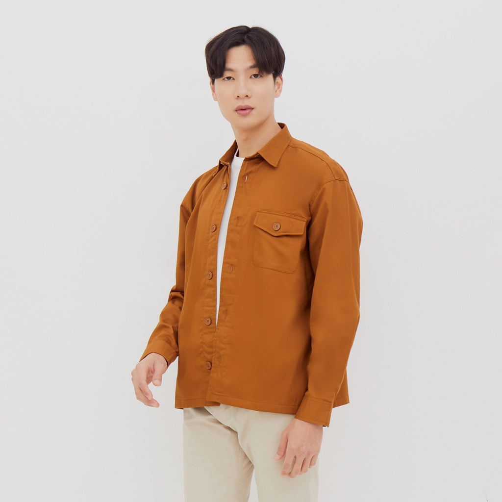 M231 Kemeja Jaket Pria Panjang Coklat 2269B