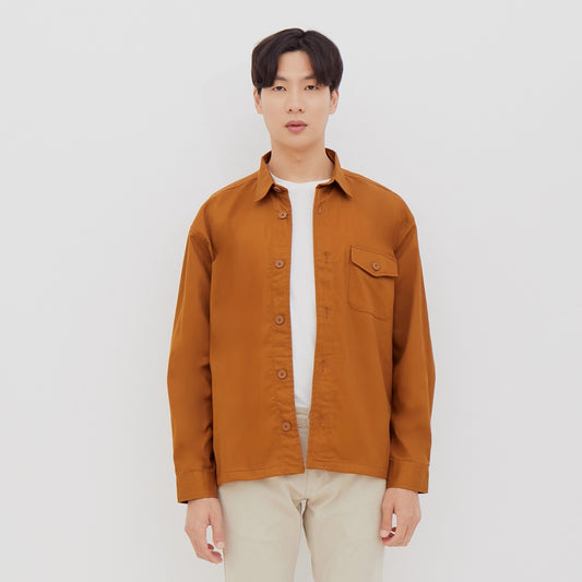 M231 Kemeja Jaket Pria Panjang Coklat 2269B